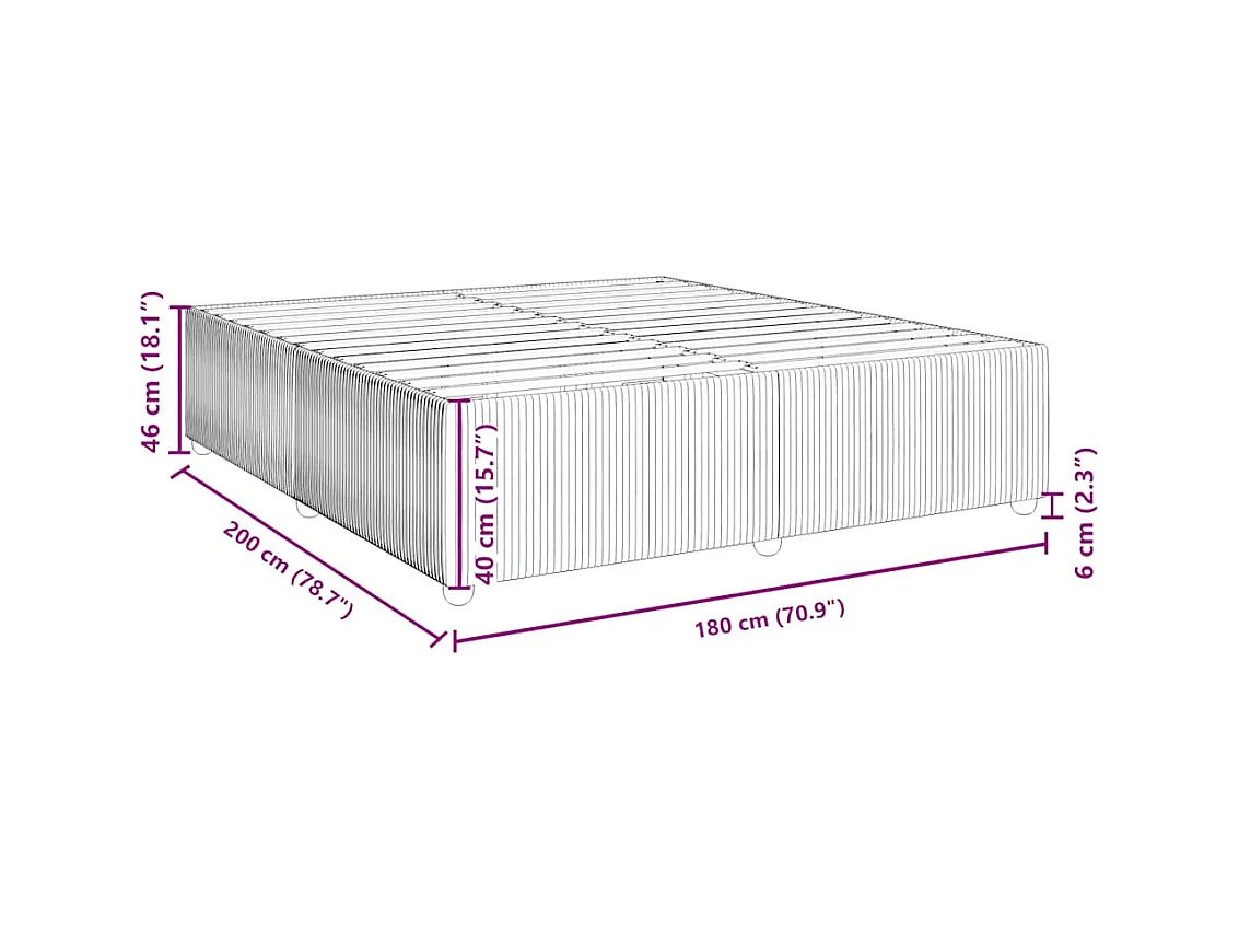 Cadre de lit sans matelas gris foncé 180x200 cm tissu