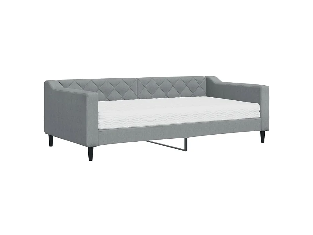 Lit de jour avec matelas gris clair 90x190 cm tissu