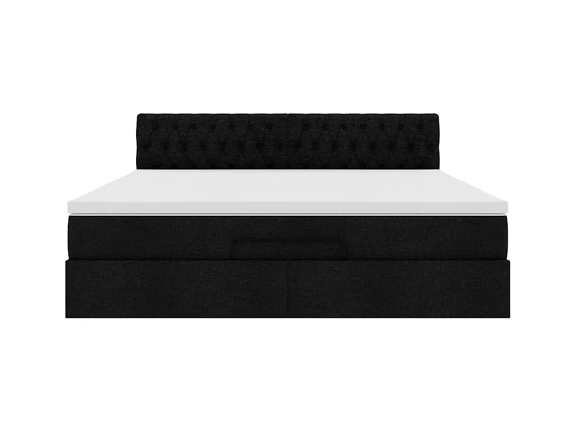 Ottomane Bett mit Matratze & LEDs Schwarz 180x200 cm Stoff