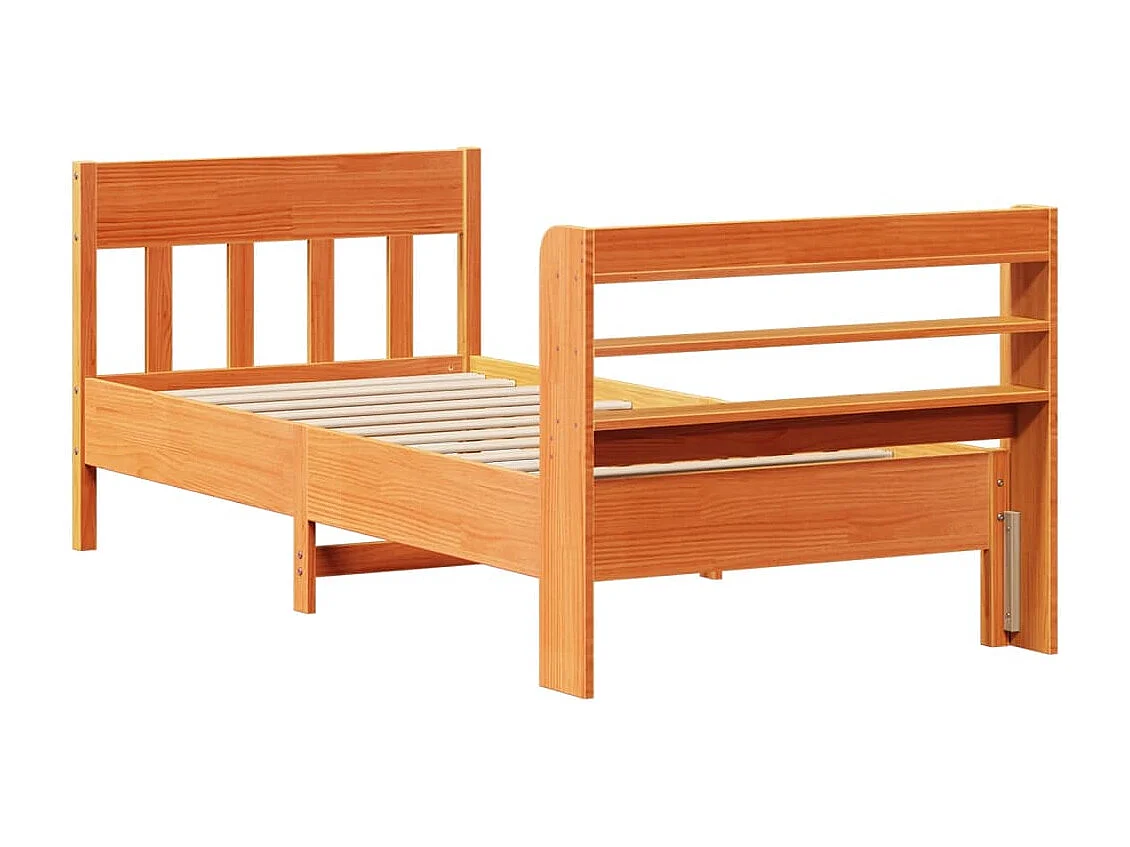 Bedframe zonder matras massief grenenhout wasbruin 100x200 cm
