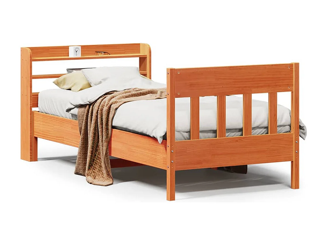Letto senza Materasso Marrone Cera 100x200 cm in Legno di Pino