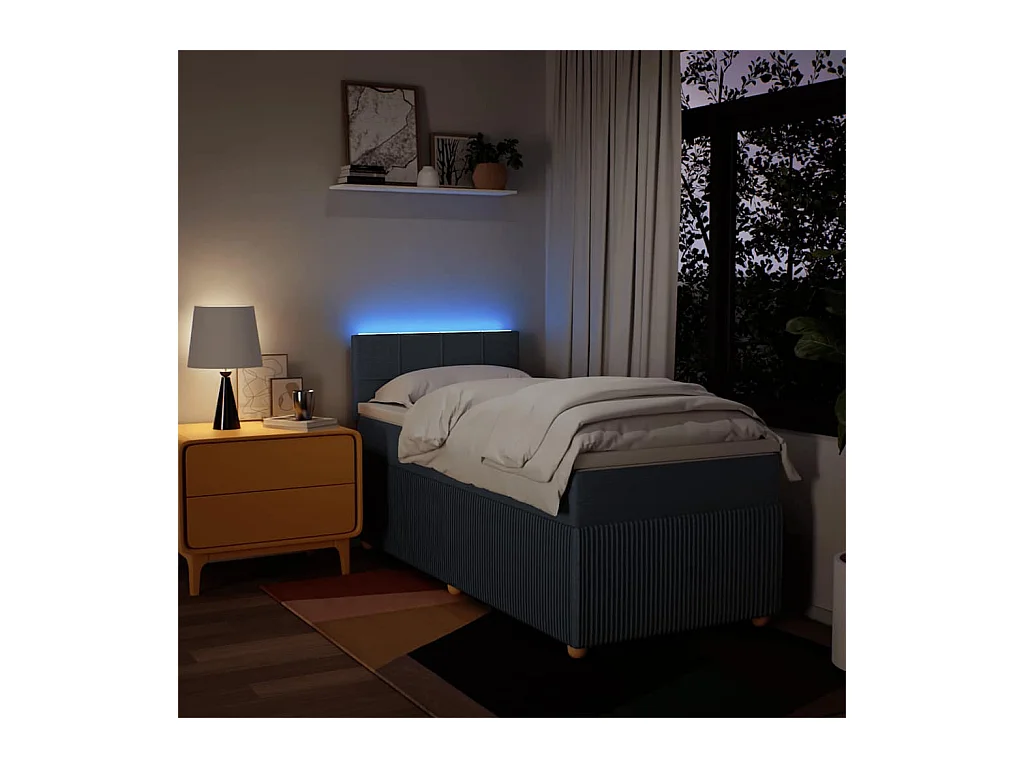 Boxspringbett mit Matratze Blau 100x200 cm Stoff
