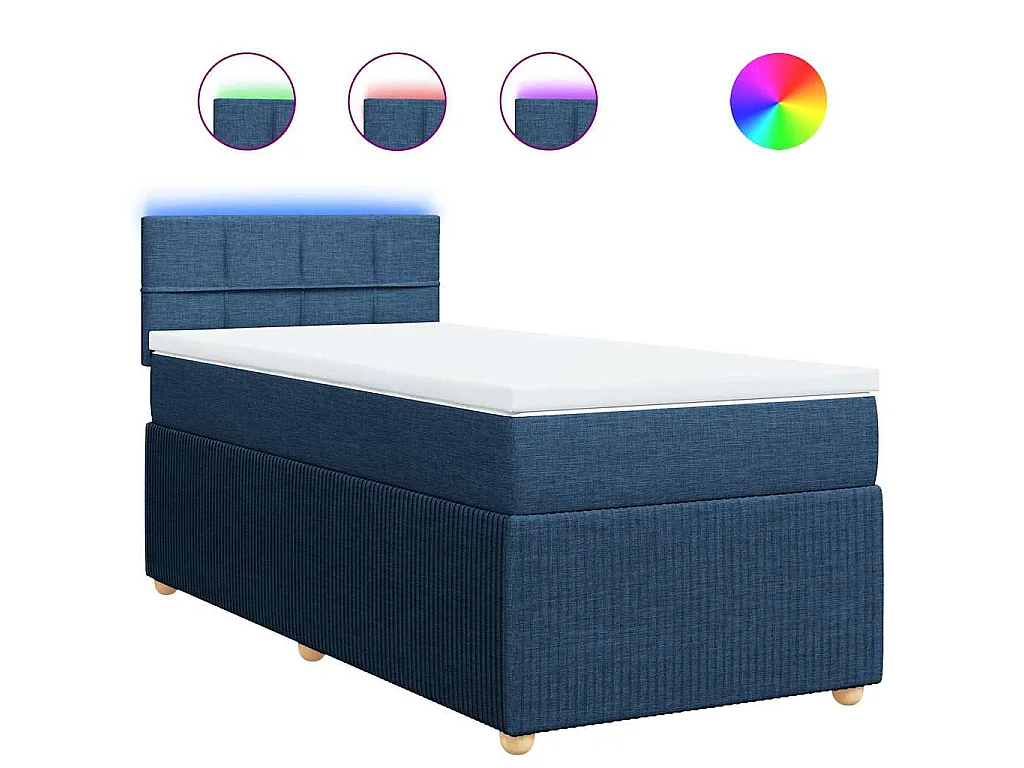 Sommier à lattes de lit avec matelas Bleu 100x200 cm Tissu