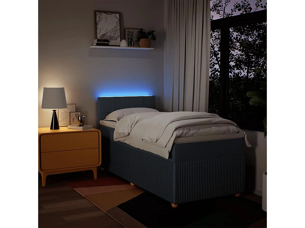 Sommier à lattes de lit avec matelas Bleu 100x200 cm Tissu