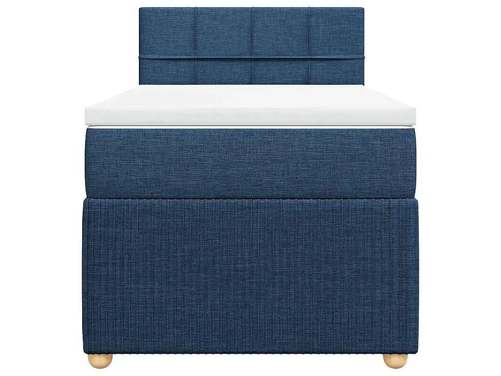 Cama box spring con colchón tela azul 100x200 cm