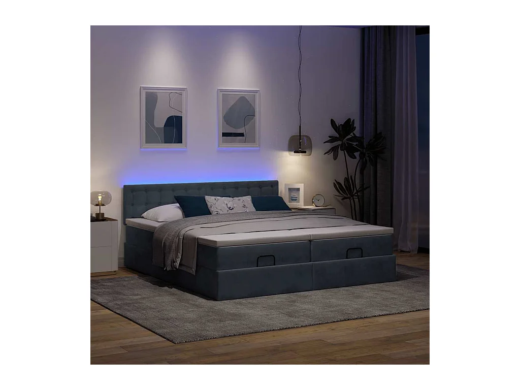 Ottoman bed met matrassen en LED's 160x200cm fluweel