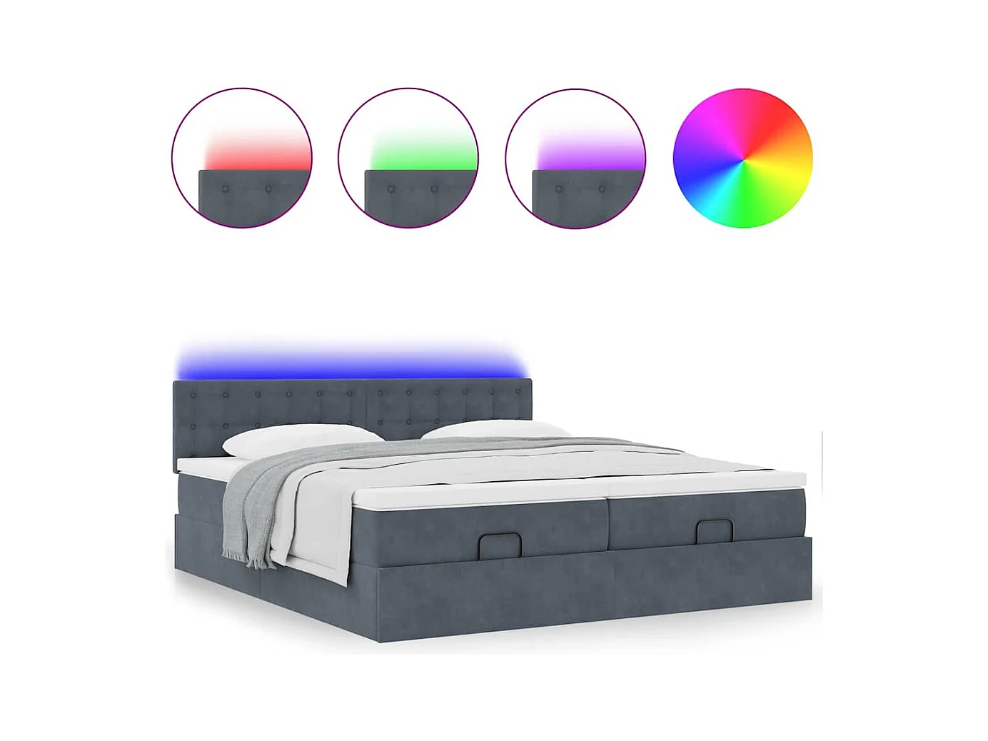 Ottoman bed met matrassen en LED's 160x200cm fluweel