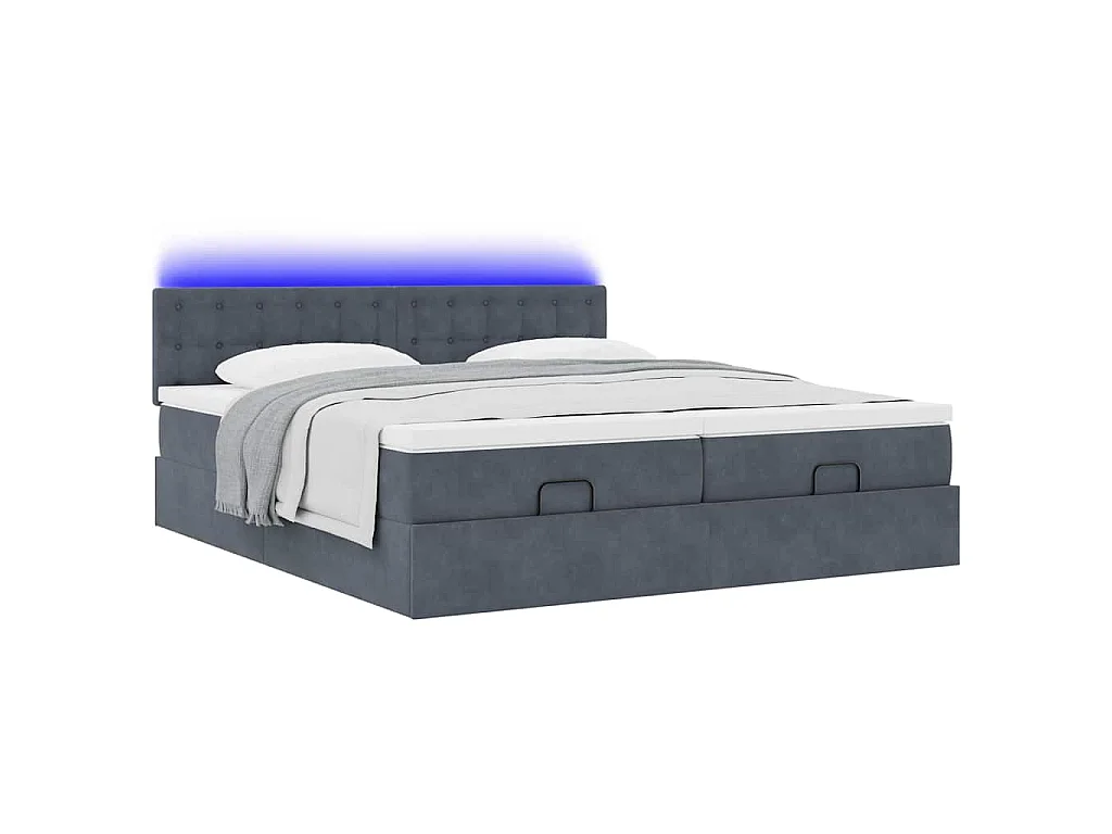 Struttura Letto Pouf con Materassi 160x200 cm in Velluto