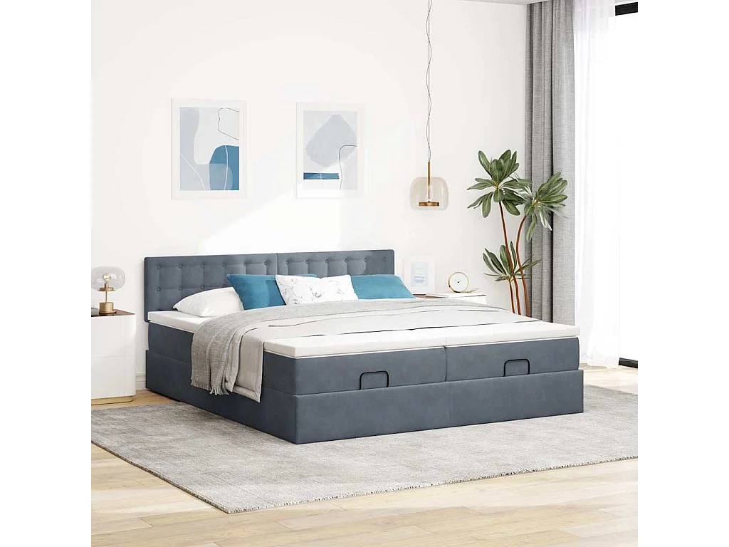 Ottoman bed met matrassen en LED's 160x200cm fluweel