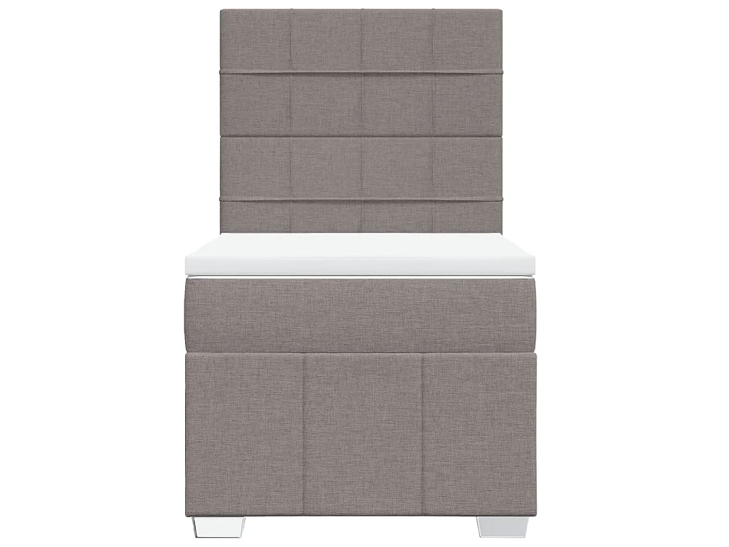 Cama box spring con colchón tela gris taupe 100x200 cm