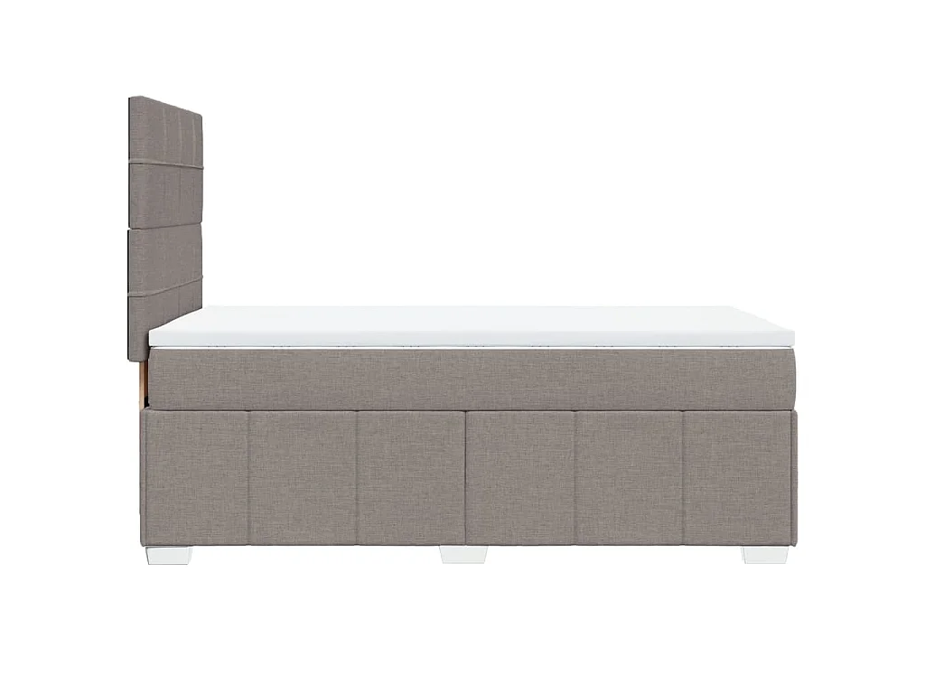 Cama box spring con colchón tela gris taupe 100x200 cm