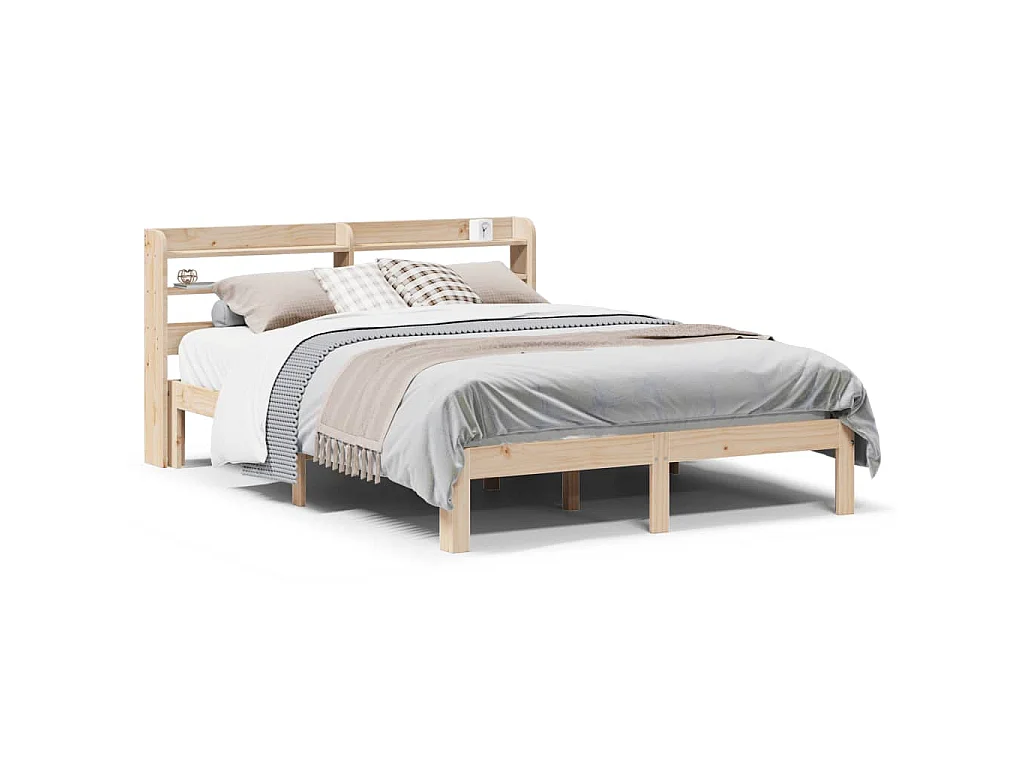 Bedframe met hoofdbord massief grenenhout 160x200 cm