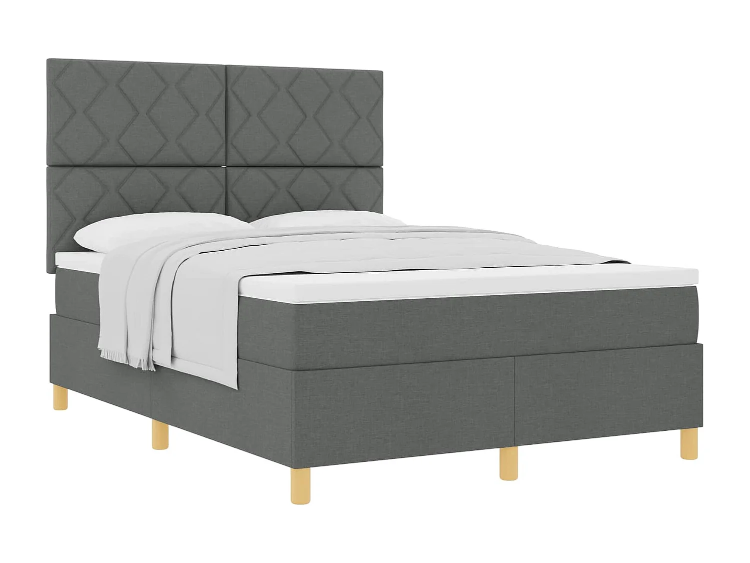 Boxspringbed met hoofdeinde Donkergrijs 140 x 200 cm Stof