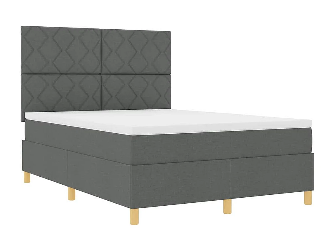 Boxspringbed met hoofdeinde Donkergrijs 140 x 200 cm Stof