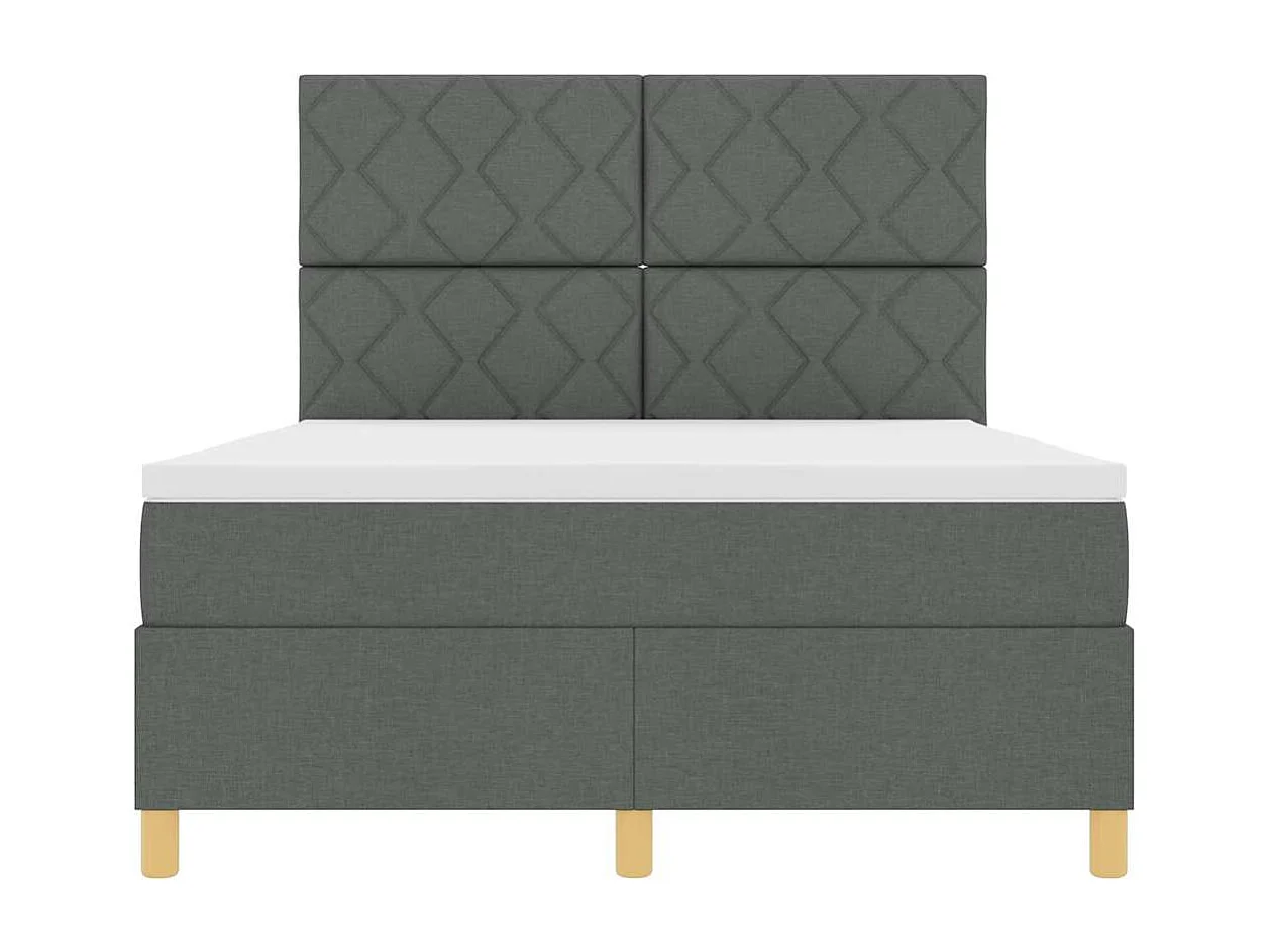 Boxspringbed met hoofdeinde Donkergrijs 140 x 200 cm Stof