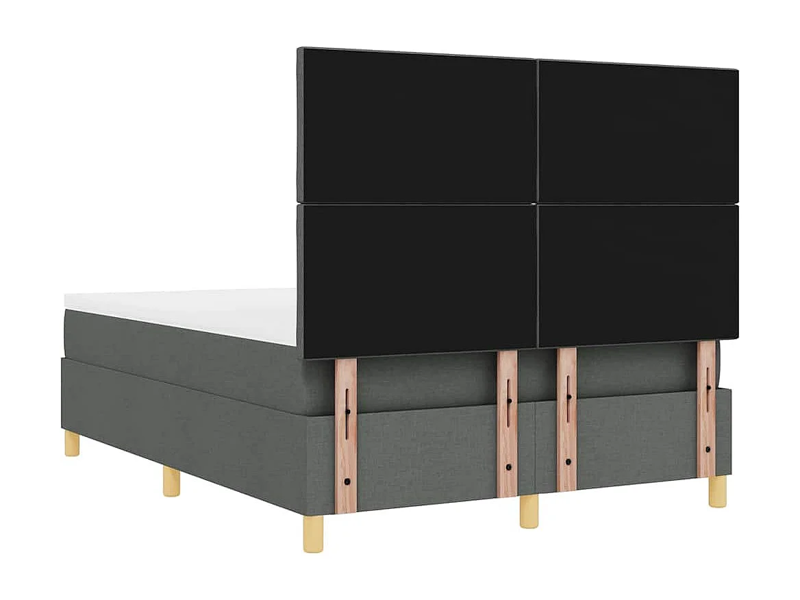 Boxspringbed met hoofdeinde Donkergrijs 140 x 200 cm Stof