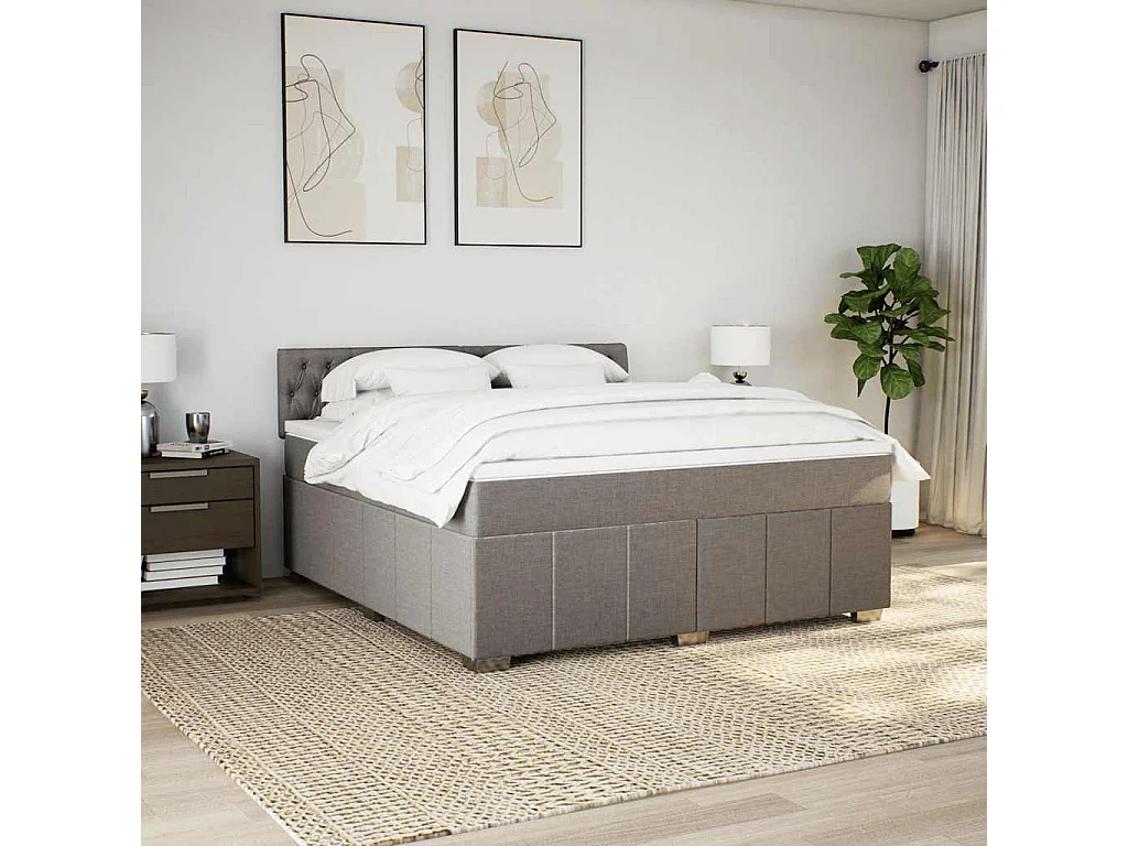 Boxspringbett mit Matratze Taupe 180x200 cm Stoff