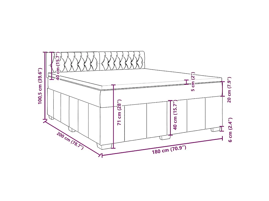 Boxspring met matras stof taupe 180x200 cm