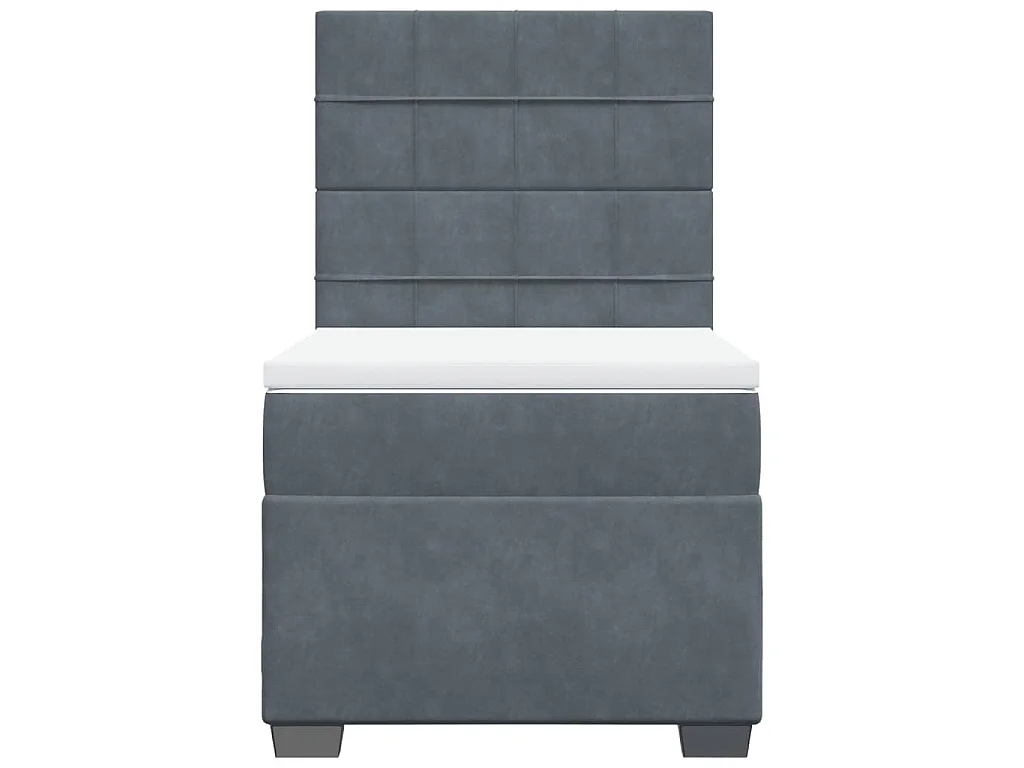 Cama box spring con colchón terciopelo gris oscuro 100x200 cm