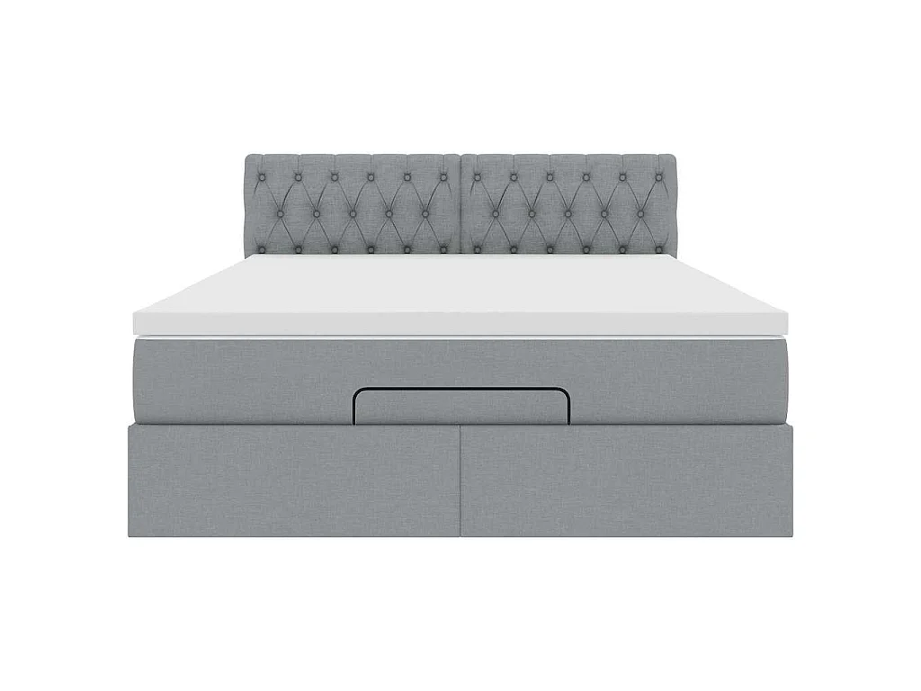 Cadre de lit ottoman et matelas gris clair 140x200 cm tissu