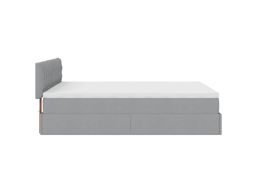 Cadre de lit ottoman et matelas gris clair 140x200 cm tissu