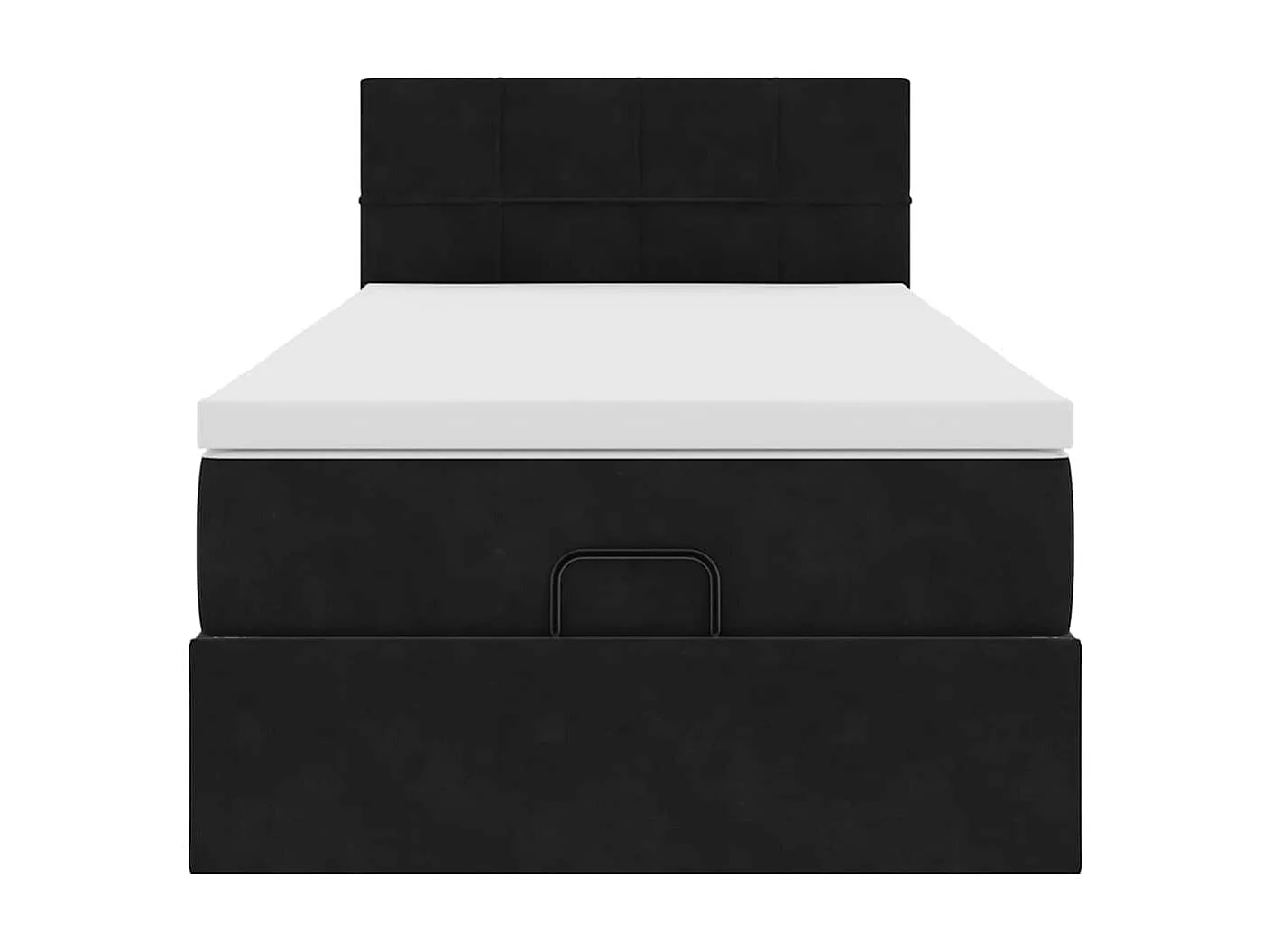 Estructura de cama otomana colchón terciopelo negro 100x200cm
