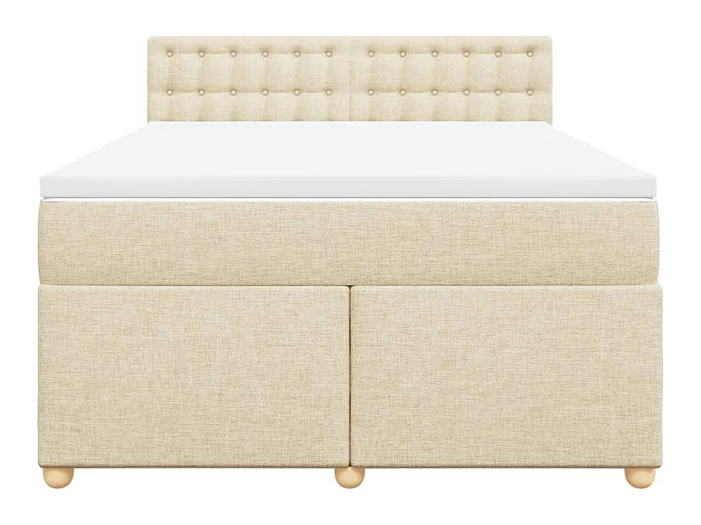 Sommier à lattes de lit avec matelas Crème 160x200 cm Tissu