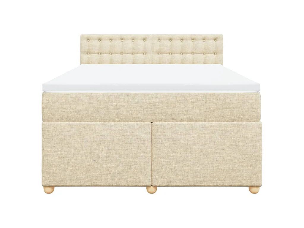 Cama box spring con colchón tela color crema 160x200 cm