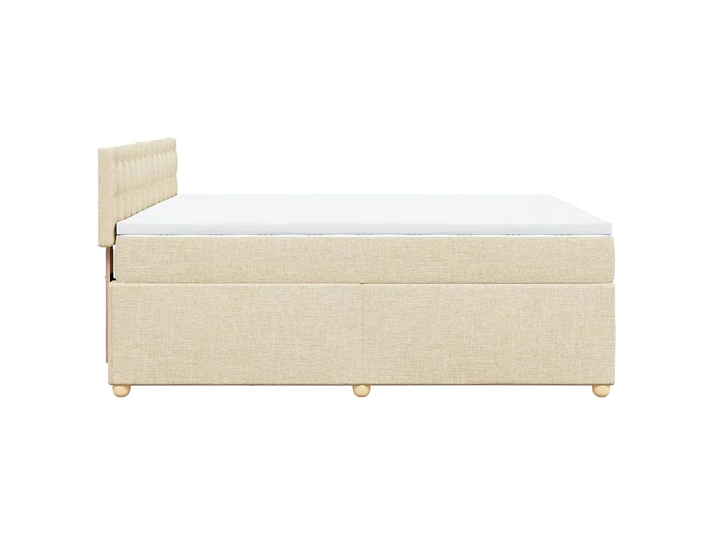 Cama box spring con colchón tela color crema 160x200 cm