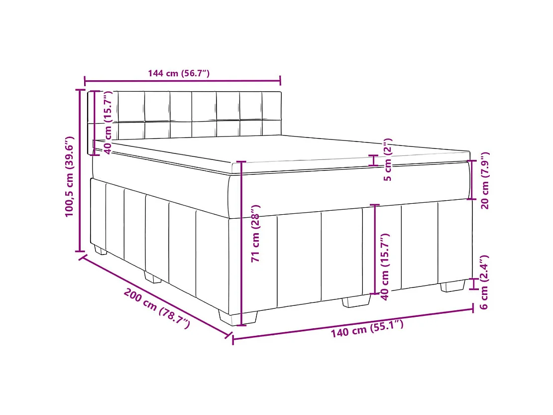 Boxspringbett mit Matratze Blau 140x200 cm Stoff