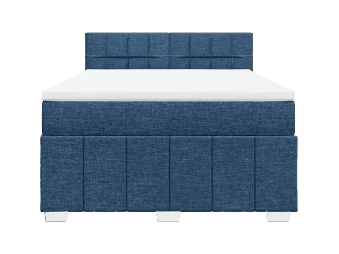 Boxspringbett mit Matratze Blau 140x200 cm Stoff
