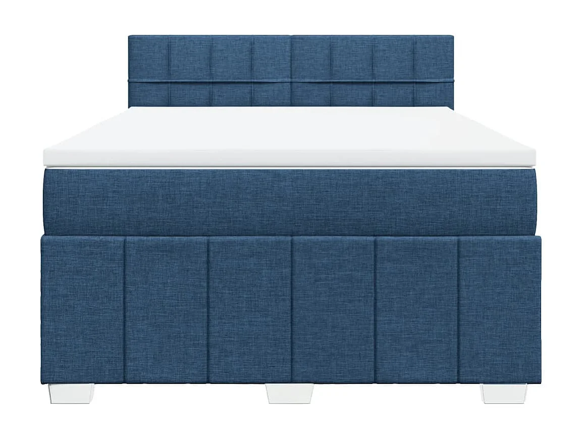 Sommier à lattes de lit avec matelas Bleu 140x200 cm Tissu