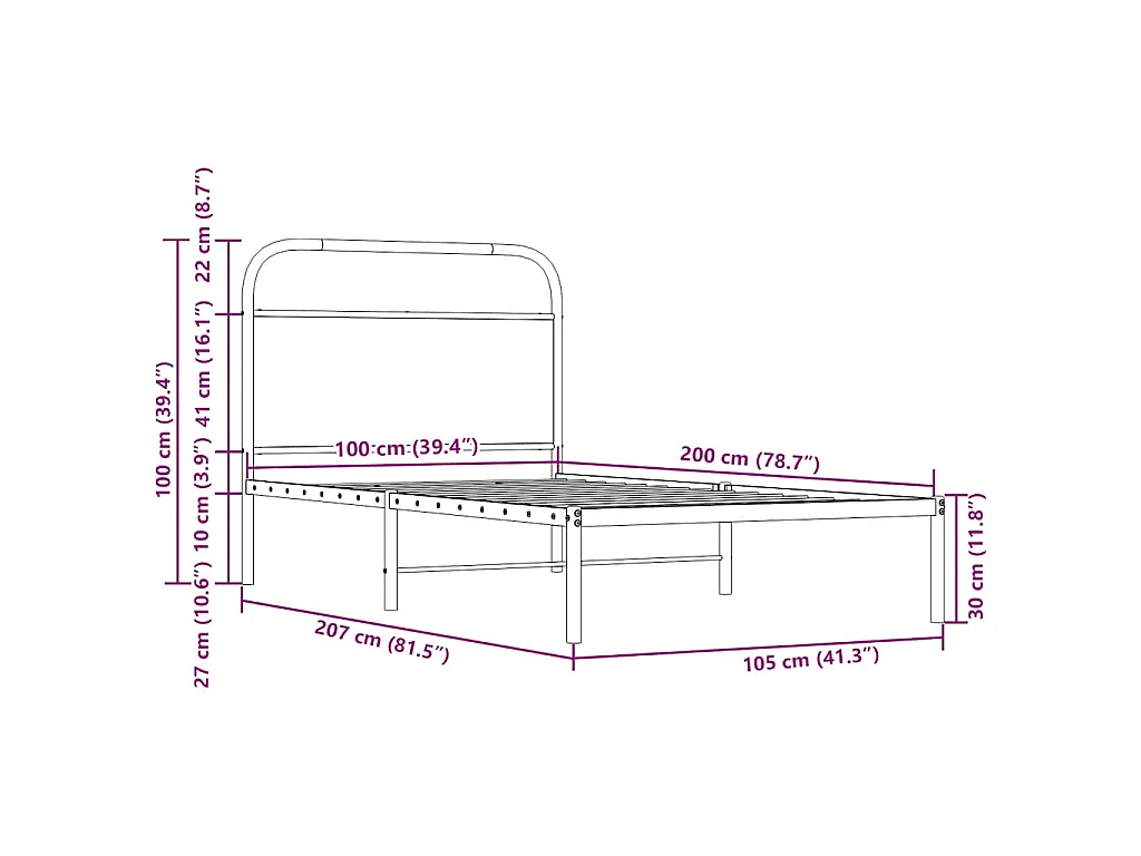 Cadre de lit sans matelas 100x200 cm chêne sonoma