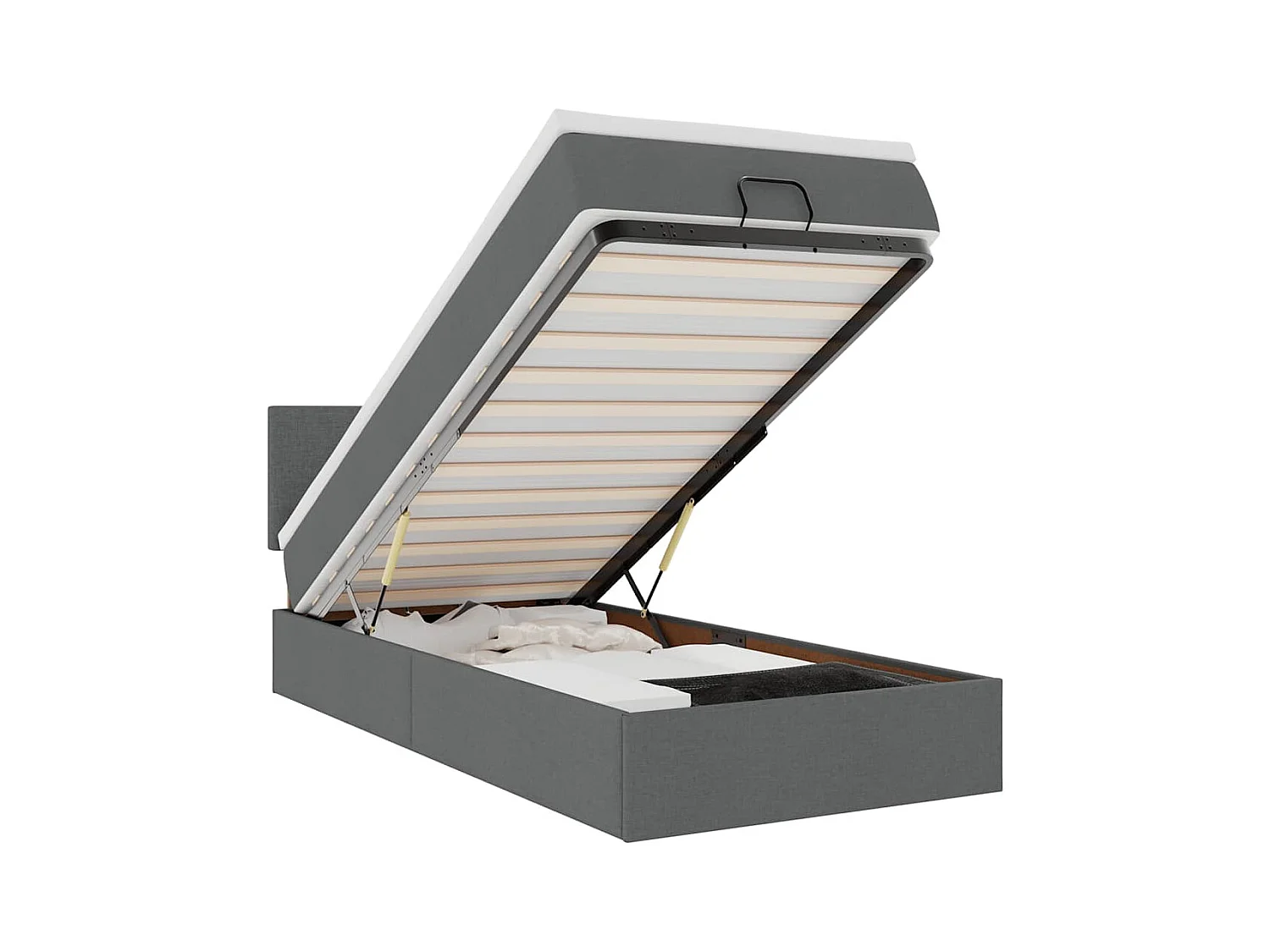 Bed poef met matras en LED's 90x200 cm stof donkergrijs