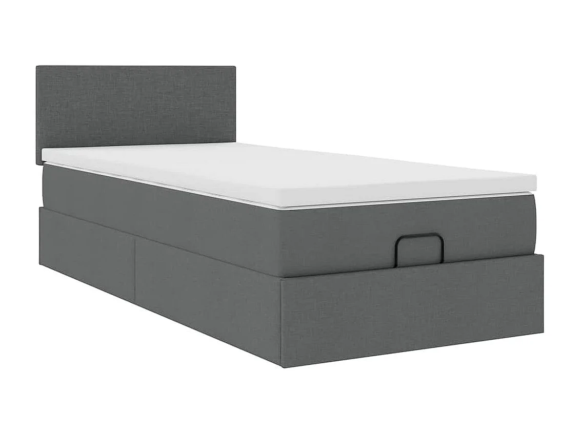 Pouf Letto con Materasso e LED Grigio Scuro 90x200 cm Tessuto