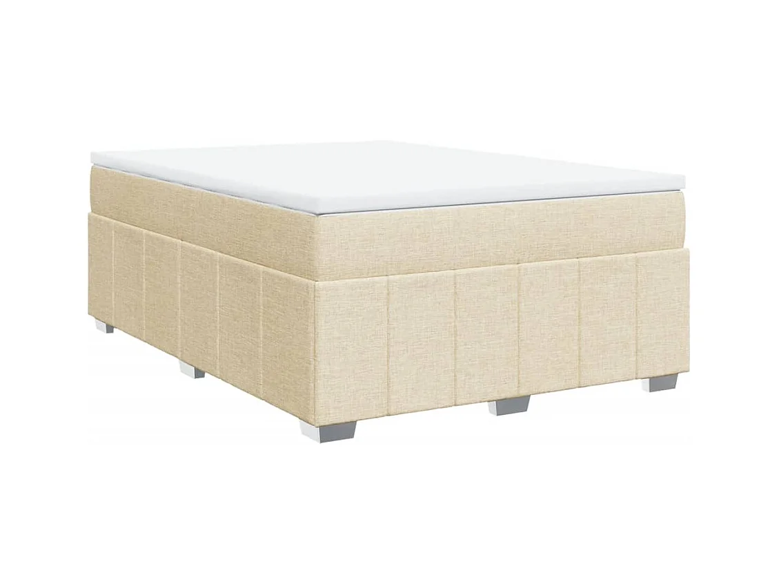 Cama box spring con colchón tela color crema 160x200 cm