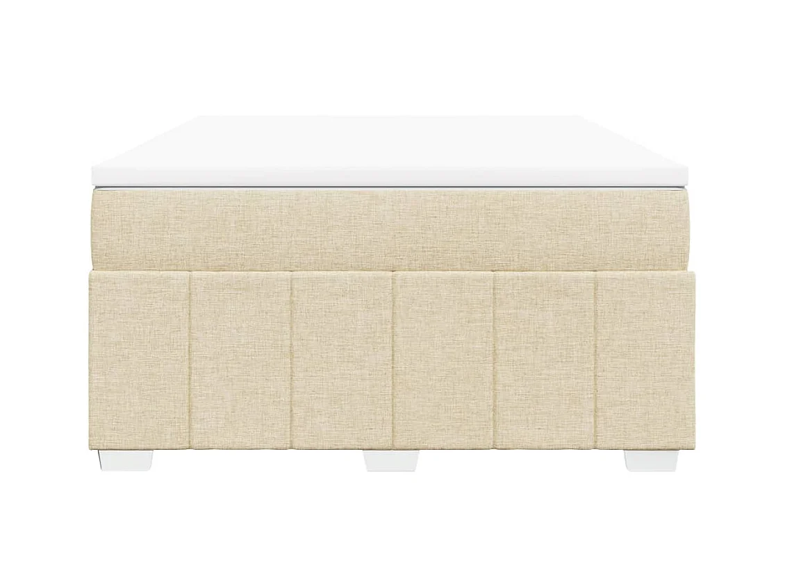 Cama box spring con colchón tela color crema 160x200 cm