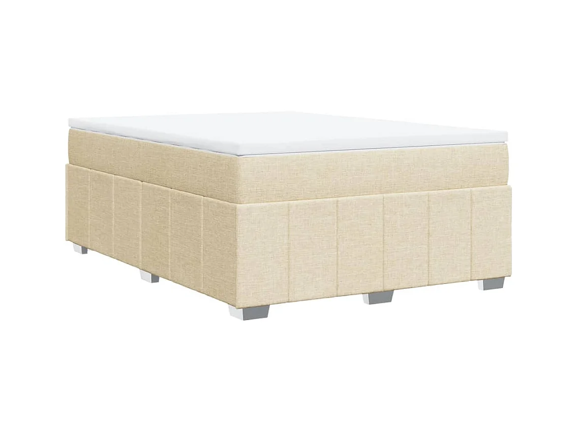 Sommier à lattes de lit avec matelas Crème 160x200 cm Tissu