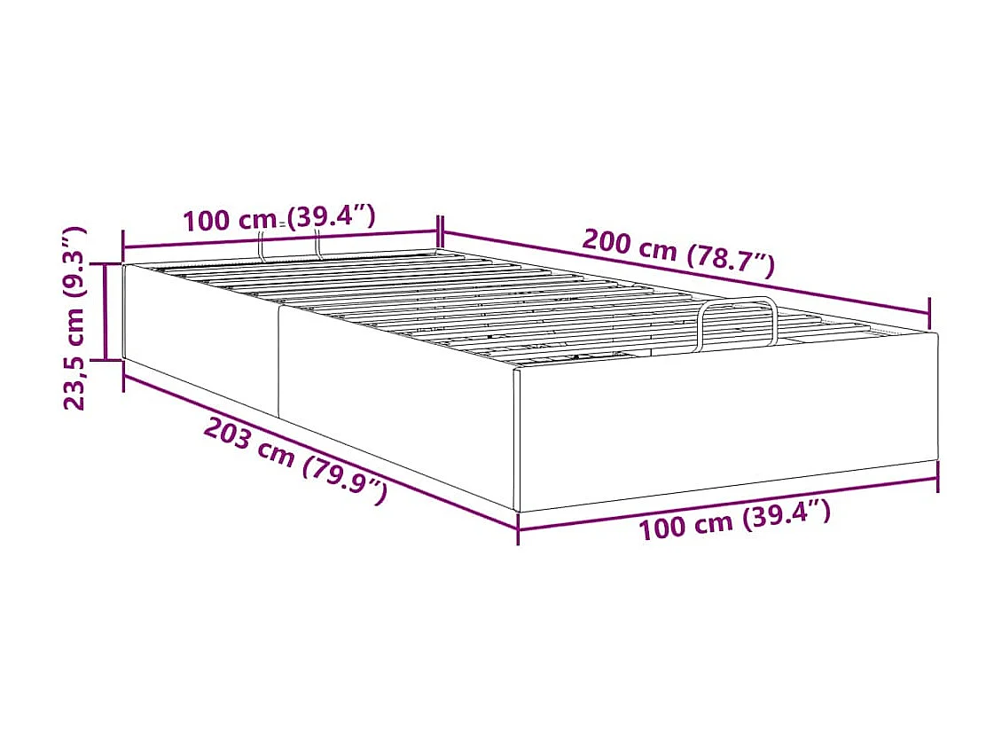 Bedframe zonder matras 100x200 cm stof donkerbruin