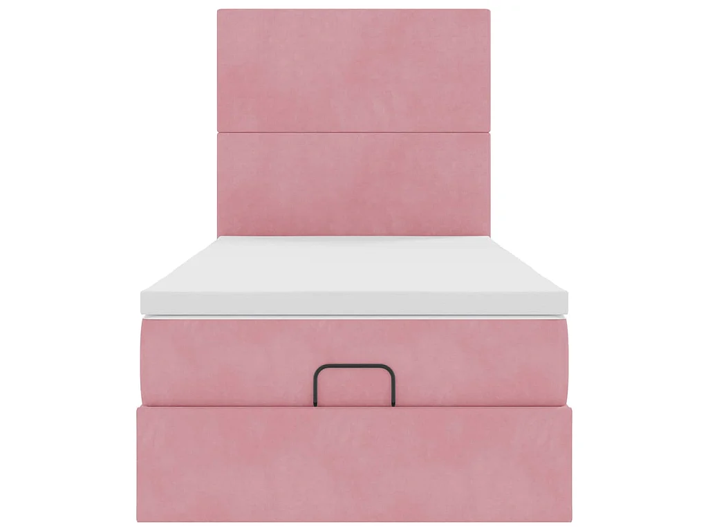 Cadre de lit ottoman avec matelas rose 100x200 cm velours