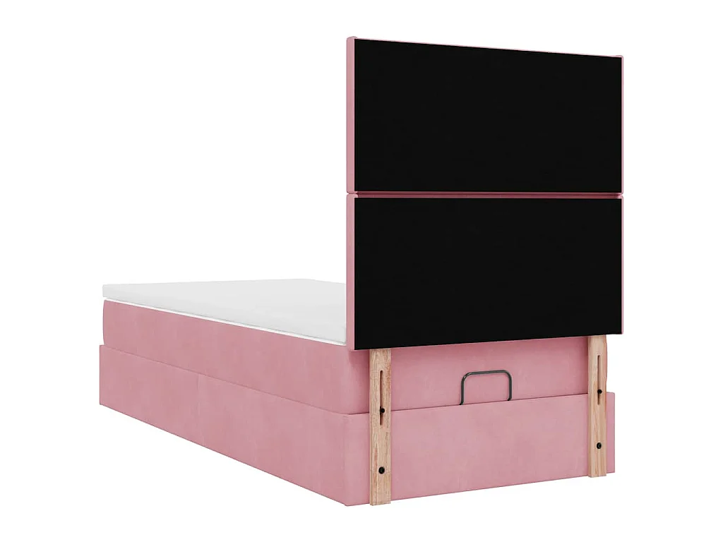 Cadre de lit ottoman avec matelas rose 100x200 cm velours