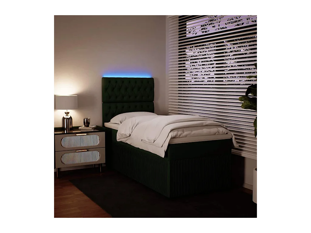 Sommier à lattes de lit avec matelas Vert foncé 100x200 cm