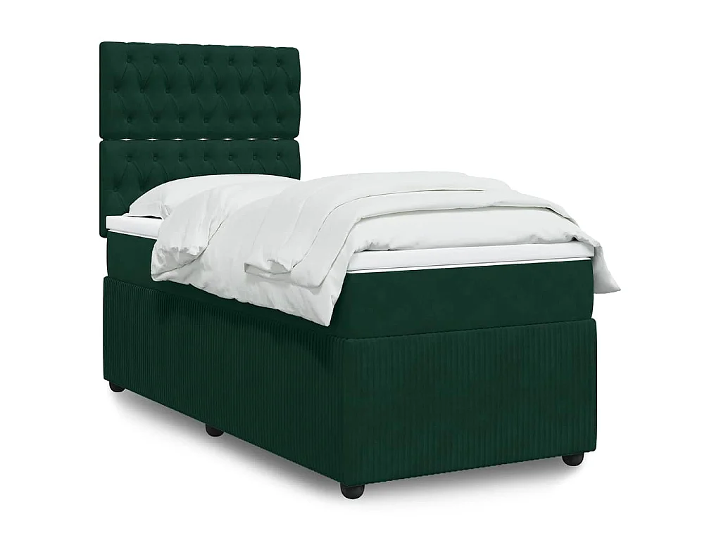Boxspringbett mit Matratze Dunkelgrün 100x200 cm Samt