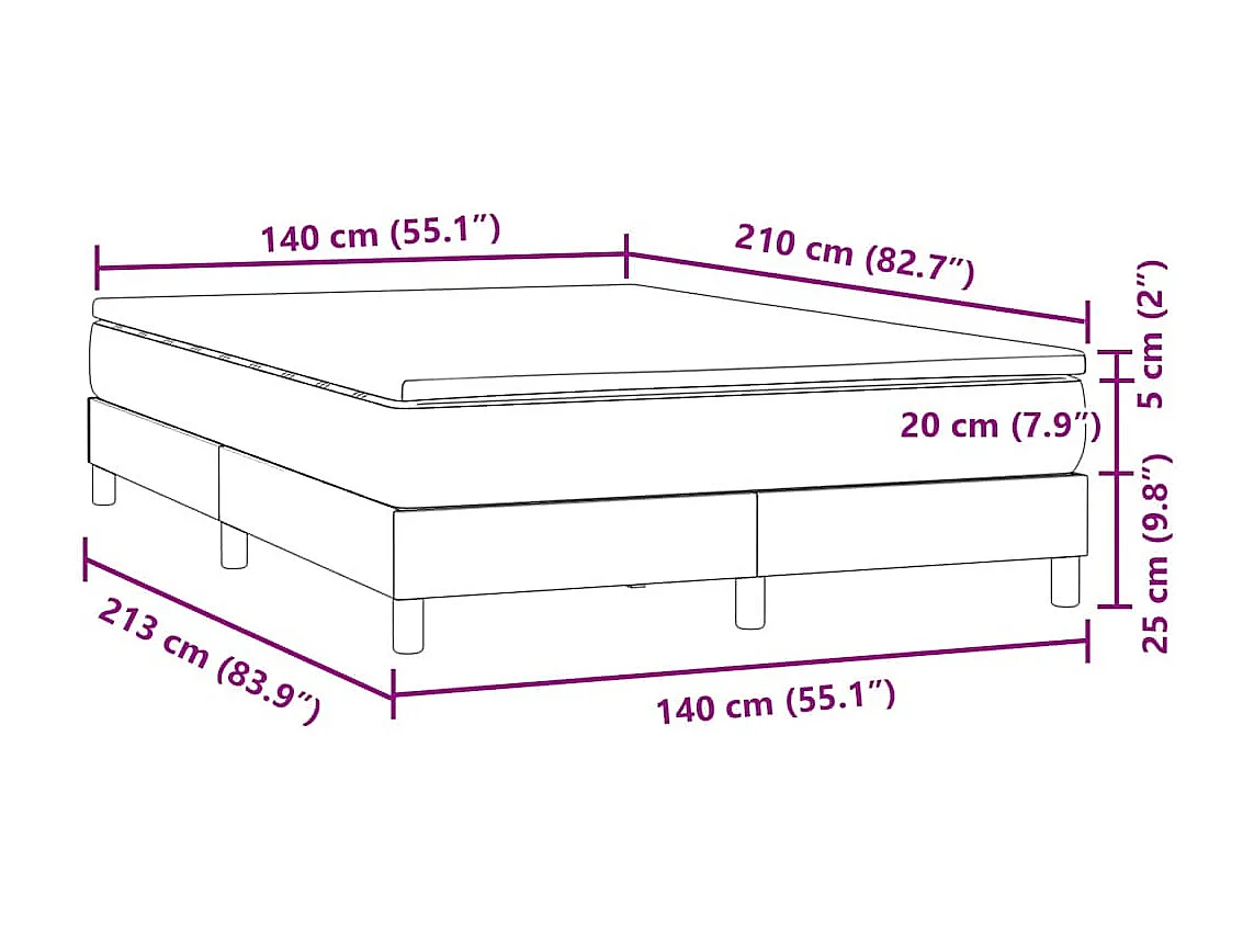 Boxspringbett mit Matratze Rosa 140x210 cm Samt