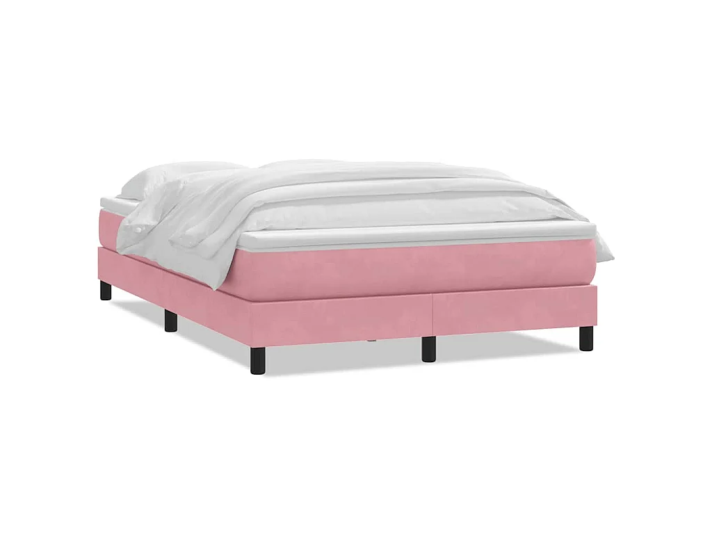 Cama box spring con colchón terciopelo rosa 140x210 cm