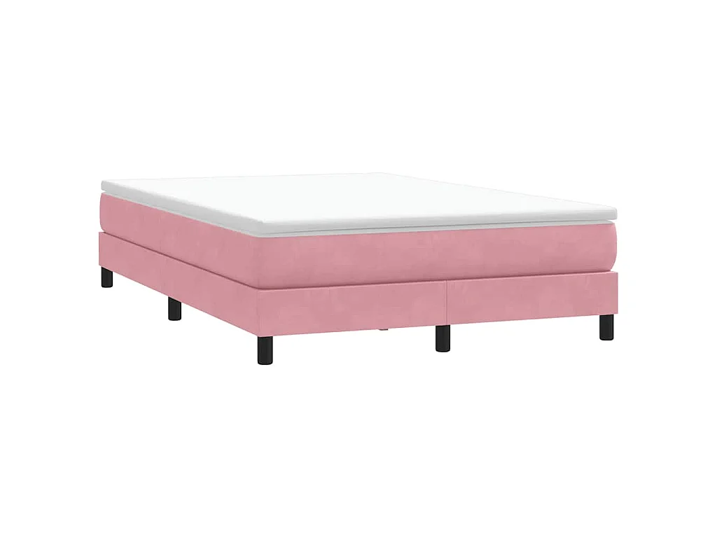 Cama box spring con colchón terciopelo rosa 140x210 cm