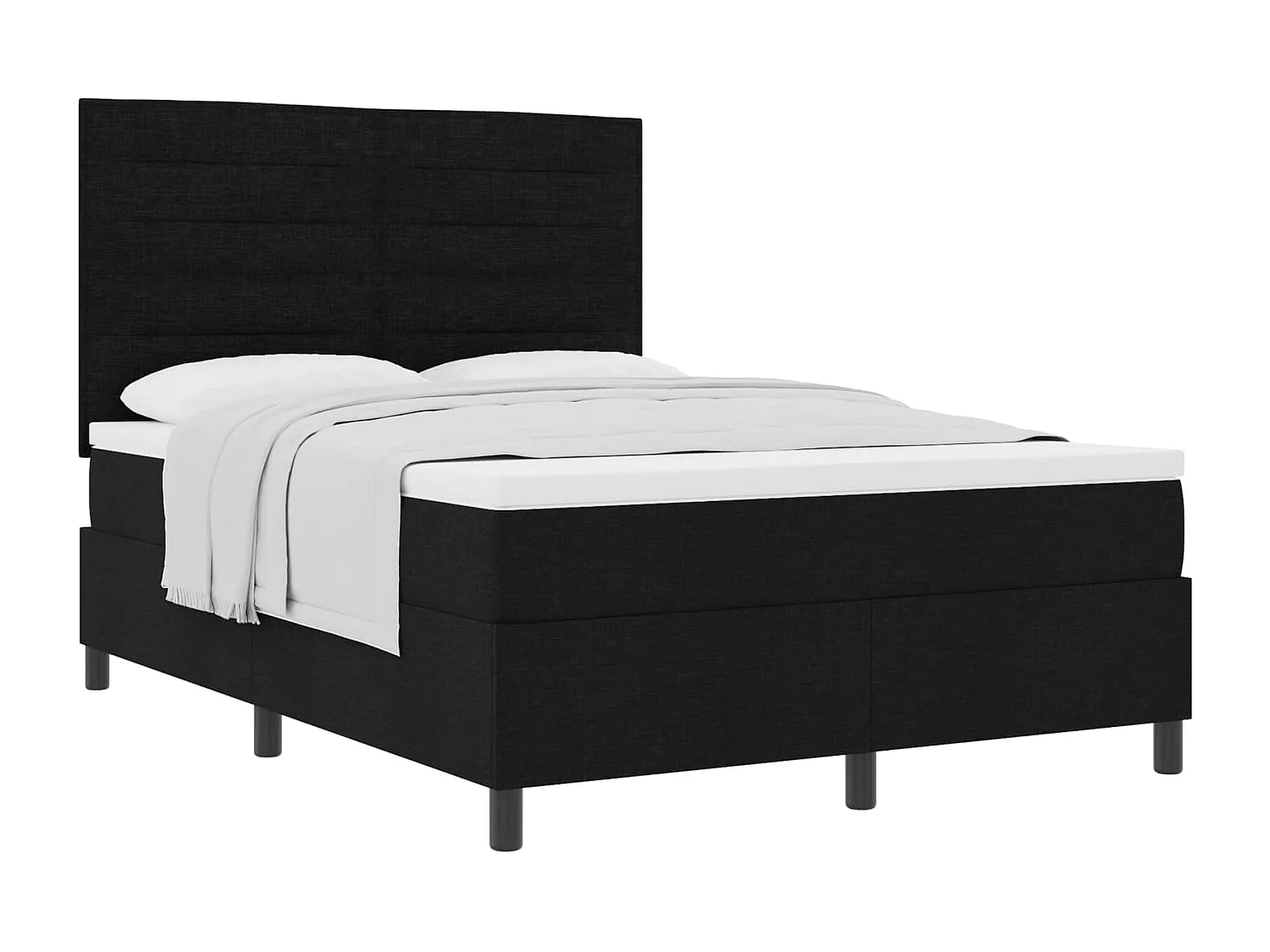 Cama Box com colchão com cabeceira Preto 140 x 200 cm tecido
