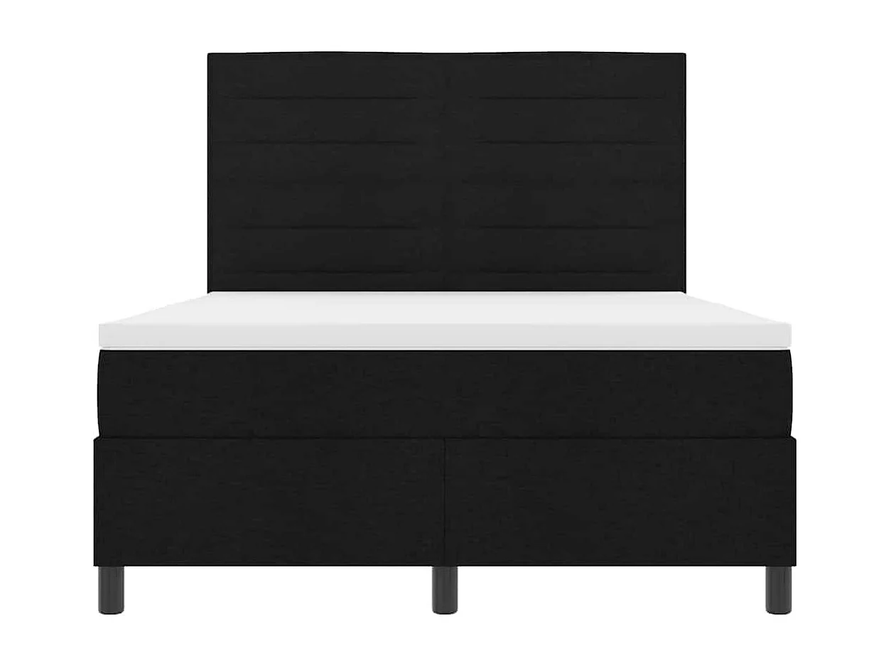 Cama Box com colchão com cabeceira Preto 140 x 200 cm tecido