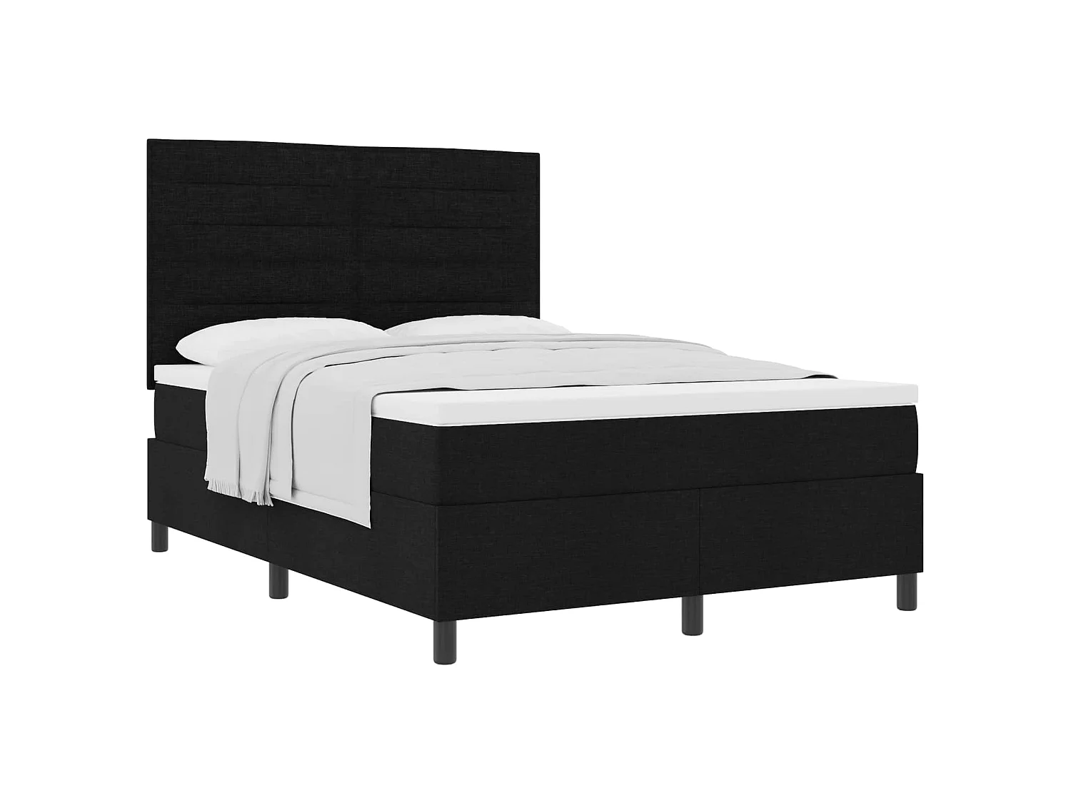 Boxspringbed met matras met hoofdeinde Zwart 140 x 200 cm Stof