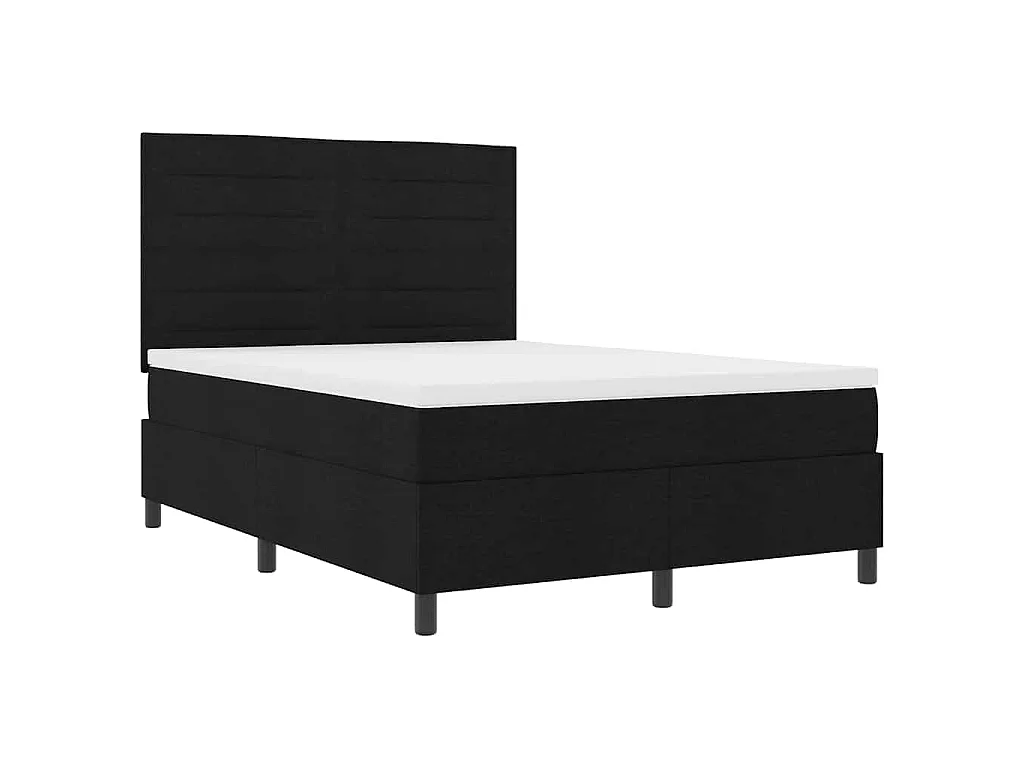 Boxspringbed met matras met hoofdeinde Zwart 140 x 200 cm Stof